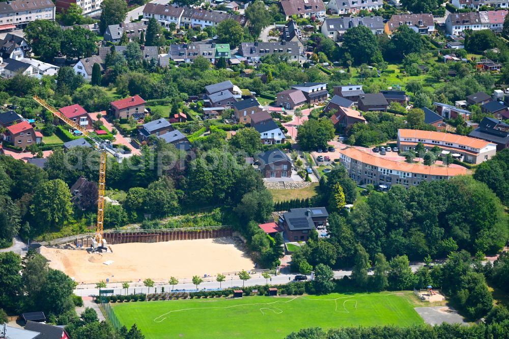 Kiel from above - Construction site for the new sports hall on street Liselotte-Hermann-Strasse in the district Wellsee in Kiel in the state Schleswig-Holstein, Germany