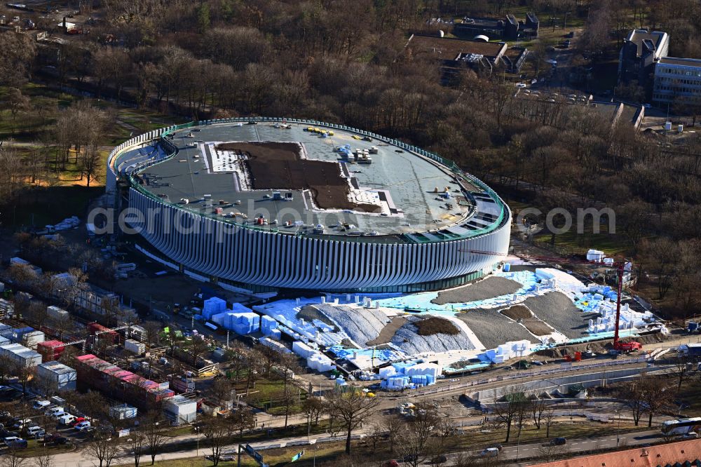 Aerial photograph München - Construction site for the new sports hall SAP Garden in Olympiapark on street Toni-Merkens-Weg in the district Milbertshofen-Am Hart in Munich in the state Bavaria, Germany