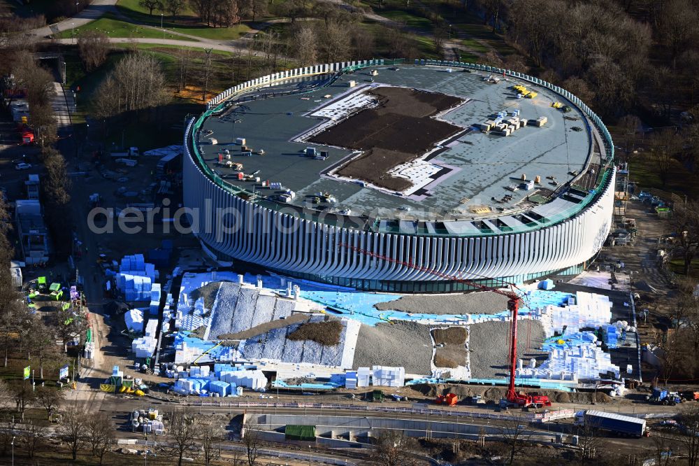 München from above - Construction site for the new sports hall SAP Garden in Olympiapark on street Toni-Merkens-Weg in the district Milbertshofen-Am Hart in Munich in the state Bavaria, Germany