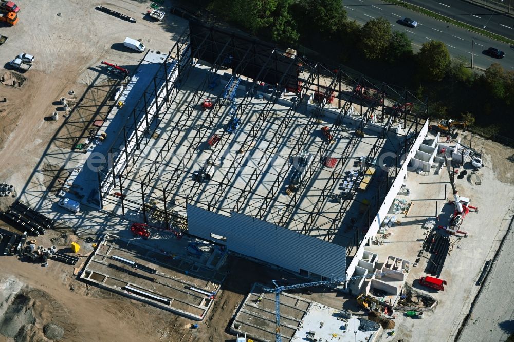 Aerial image Nürnberg - Construction site for the new sports hall Am Tillypark in the district Schweinau in Nuremberg in the state Bavaria, Germany