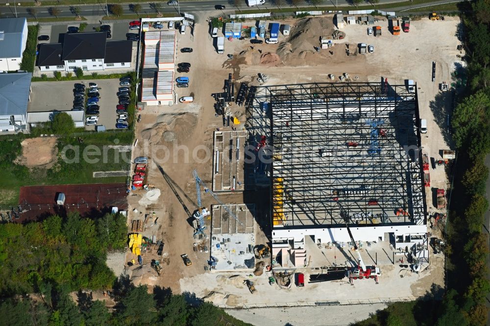 Nürnberg from above - Construction site for the new sports hall Am Tillypark in the district Schweinau in Nuremberg in the state Bavaria, Germany