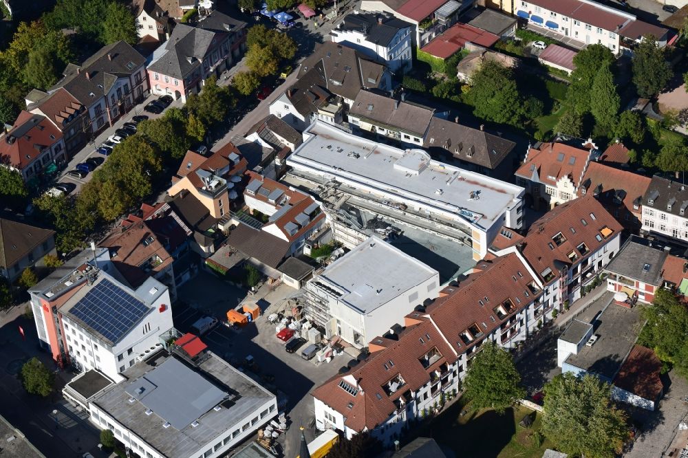 Schopfheim from above - Construction site for City Quarters Building Uehlin-Areal with housing and Commercial units in Schopfheim in the state Baden-Wurttemberg, Germany