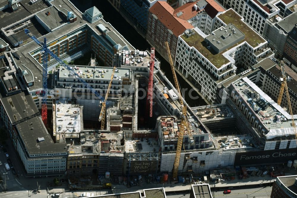 Aerial photograph Hamburg - Construction site of the new quarter Stadthoefe on Stadthausbruecke in the city center of Hamburg. Historical buildings are being redeveloped and office and residential units are being built