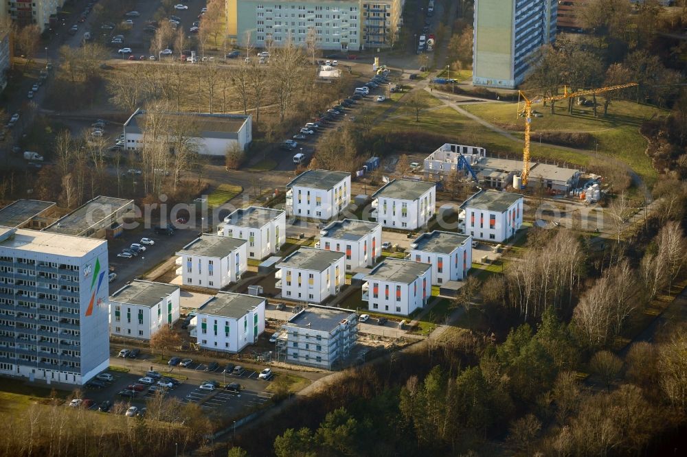 Schwerin from above - Construction site for the city villa - multi-family residential building on Anne-Fronk-Strasse - Bernhard-Schwentner-Strasse in Schwerin in the state Mecklenburg - Western Pomerania, Germany