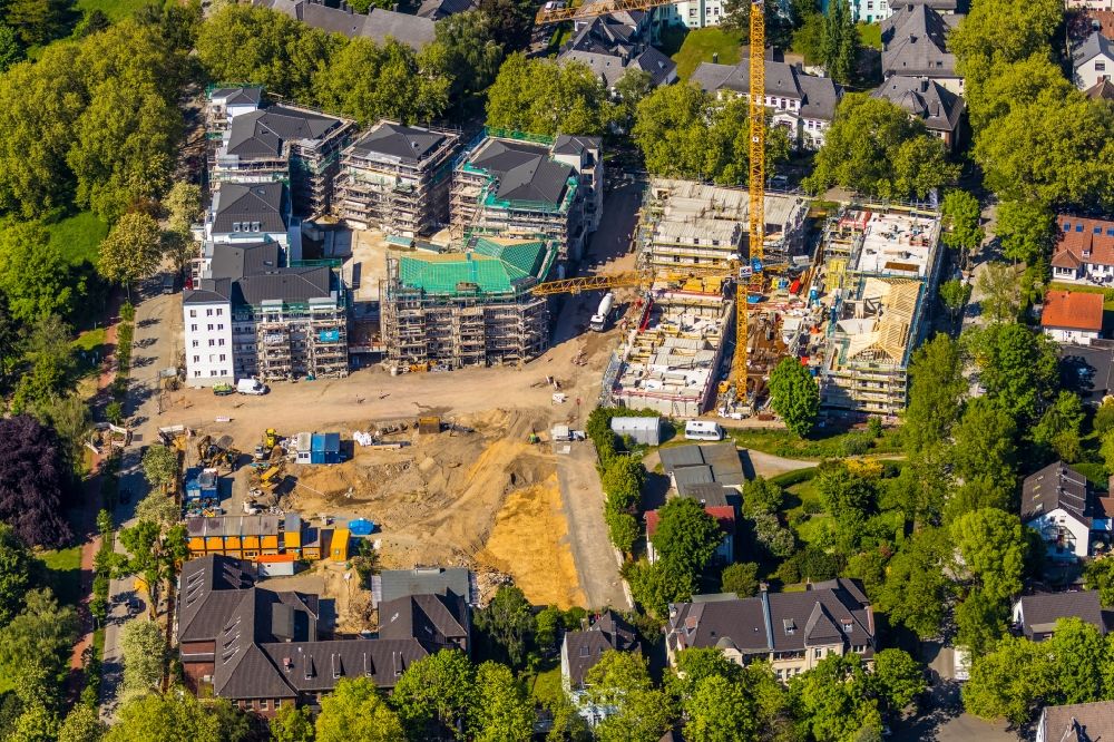 Aerial image Bochum - Construction site for the city villa - multi-family residential building on Wielandstrasse - Herderallee - Lessingstrasse in the district Grumme in Bochum in the state North Rhine-Westphalia, Germany