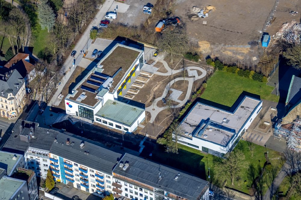 Aerial image Velbert - Construction site for the new building of a life care of the hospice on Oststrasse corner Kurze Strasse in Velbert in the state North Rhine-Westphalia, Germany