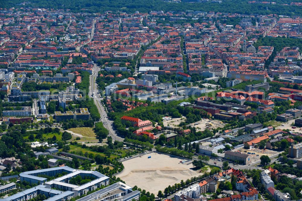 Aerial photograph München - Construction site for the new building eines Strafjustizzentrum on Schwere-Reiter-Strasse - Emma-Ihrer-Strasse - Anita-Augspurg-Allee in Munich in the state Bavaria, Germany
