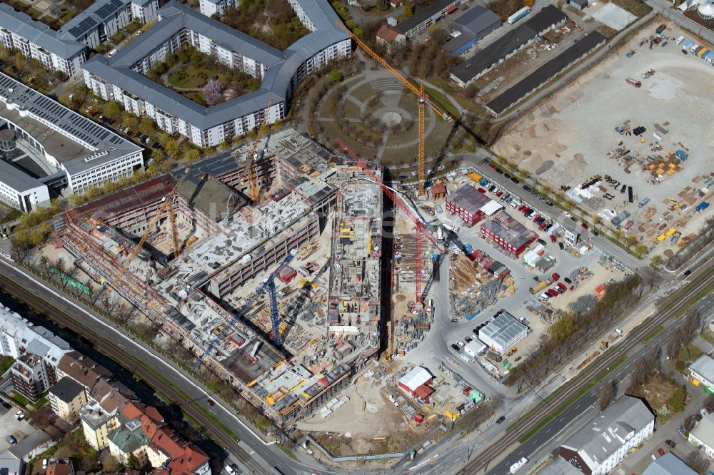 Aerial image München - Construction site for the new building eines Strafjustizzentrum on Schwere-Reiter-Strasse - Emma-Ihrer-Strasse - Anita-Augspurg-Allee in Munich in the state Bavaria, Germany
