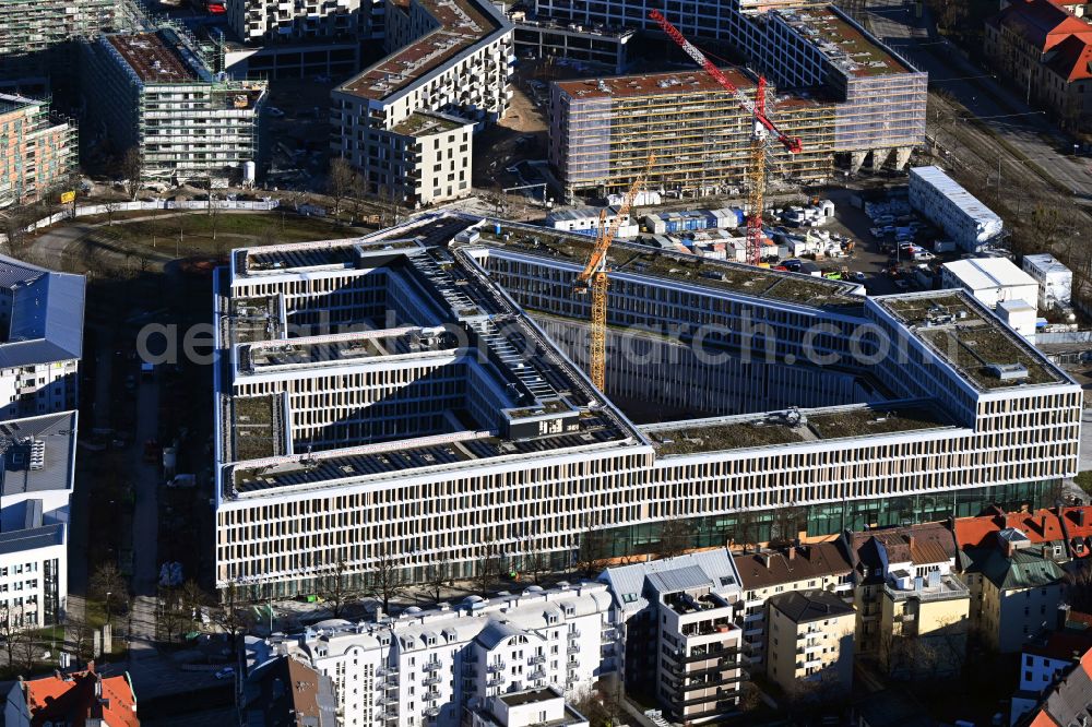 Aerial image München - Construction site for the new building eines Strafjustizzentrum on Schwere-Reiter-Strasse - Emma-Ihrer-Strasse - Anita-Augspurg-Allee in Munich in the state Bavaria, Germany