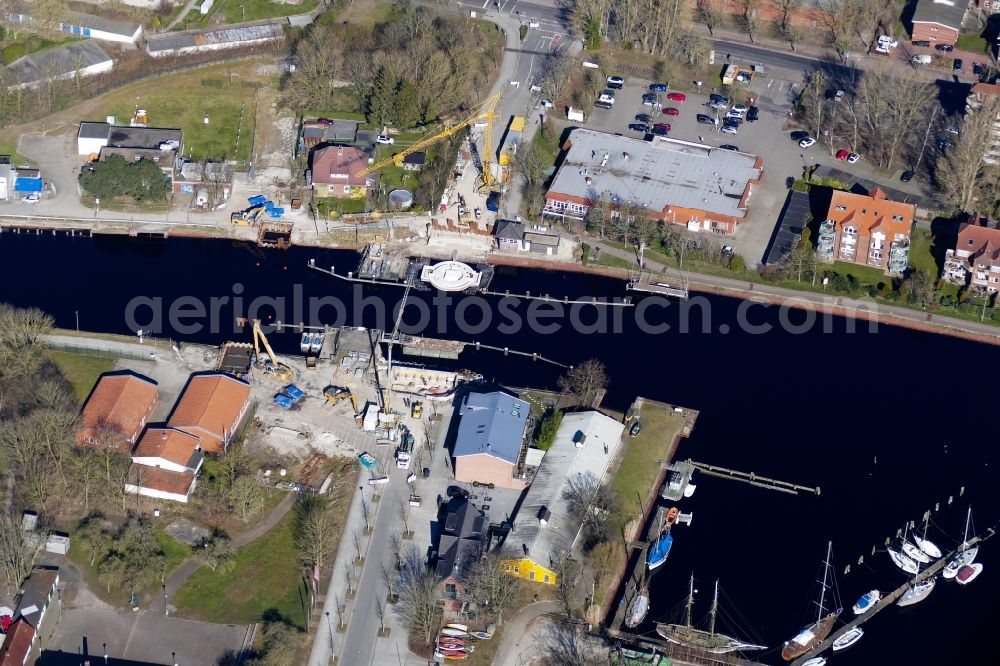 Aerial photograph Wilhelmshaven - Construction of road bridge Deichbruecke in Wilhelmshaven in the state Lower Saxony, Germany