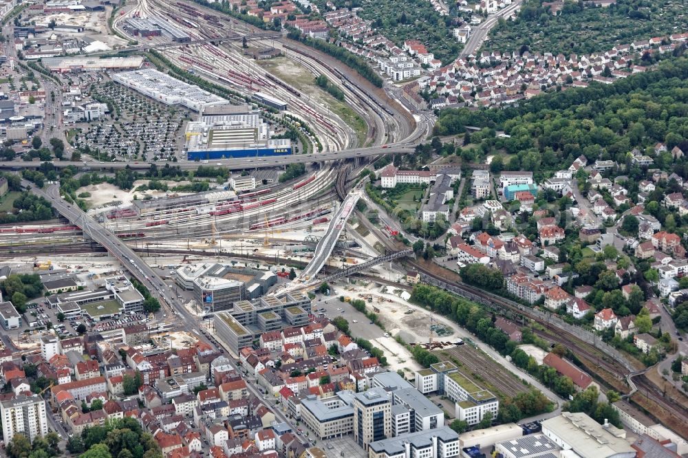Aerial image Ulm - Construction of road bridge Kienlesbergbruecke on Kienlesbergstrasse in Ulm in the state Baden-Wurttemberg, Germany