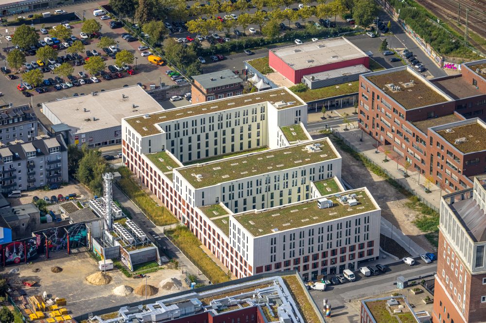 Dortmund from above - Construction site of a student dorm on Emil-Moog-Platz - Benno-Elkan-Allee - Ritterstrasse in Dortmund in the state North Rhine-Westphalia, Germany