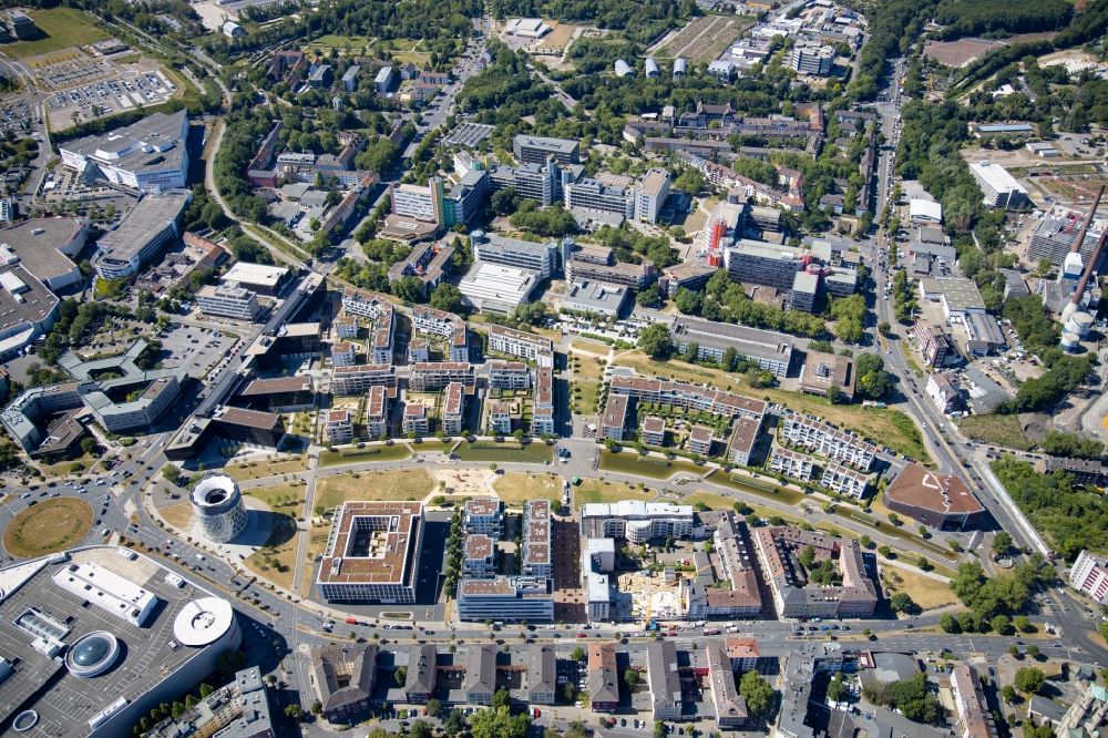 Aerial photograph Essen - Construction site of a student dorm on Friedrich-Ebert-Strasse in Essen in the state North Rhine-Westphalia, Germany