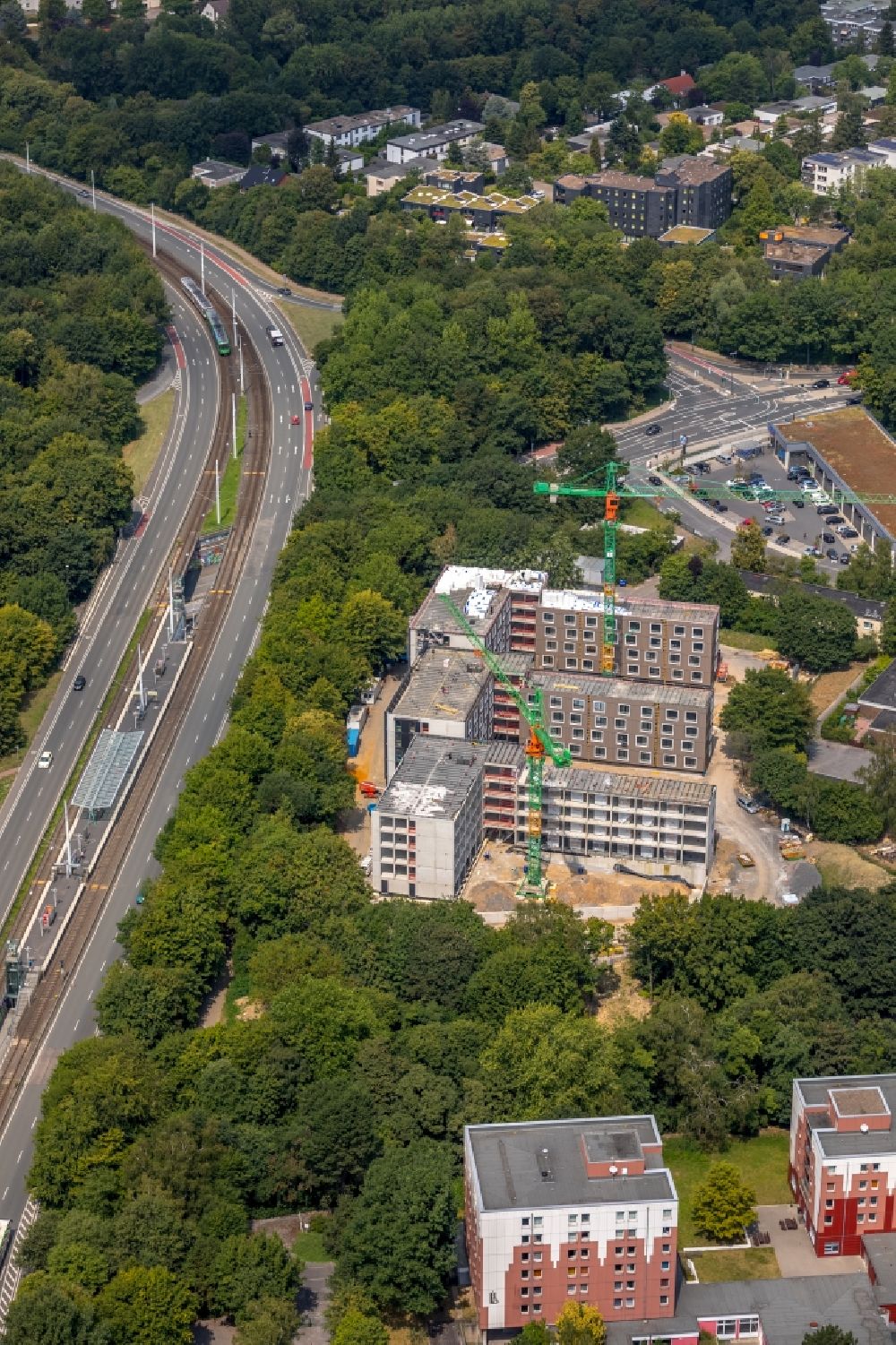 Aerial image Bochum - Construction site of a student dorm Laerheidestrasse in Bochum in the state North Rhine-Westphalia, Germany