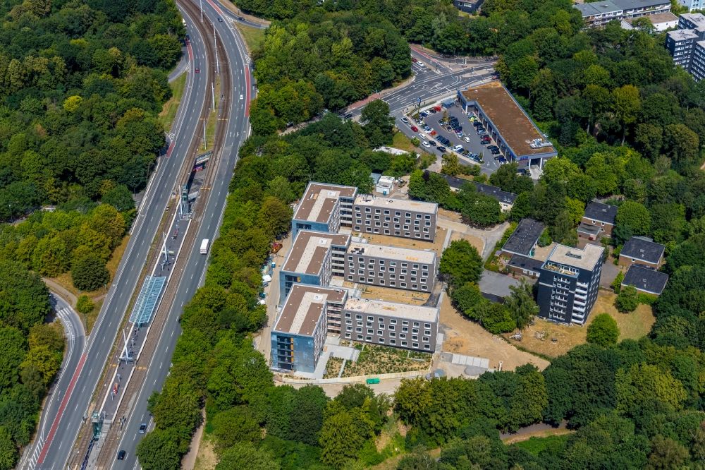 Aerial photograph Bochum - Construction site of a student dorm Laerheidestrasse in Bochum in the state North Rhine-Westphalia, Germany