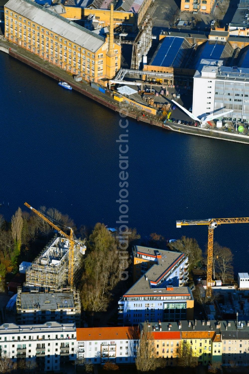 Aerial image Berlin - Construction site of a student dorm on Schnellerstrasse in the district Schoeneweide in Berlin, Germany