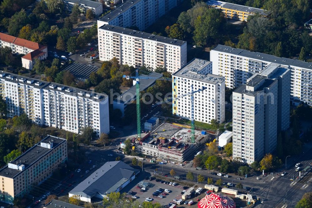 Aerial photograph Berlin - Construction site of a student dorm on Storkower Strasse corner Alfred-Jung-Strasse in the district Lichtenberg in Berlin, Germany