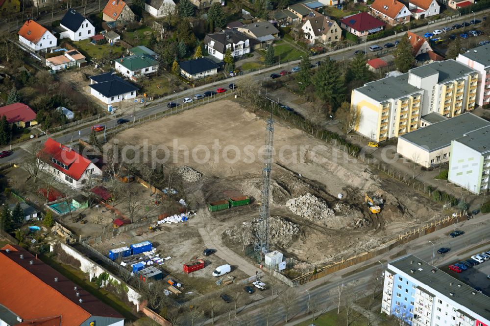 Aerial photograph Oranienburg - Baustelle zum Neubau eines Studenten- Wohnheim - Gebaeudes der Polizeihochschule an der Martin-Luther-Strasse in Oranienburg im Bundesland Brandenburg, Deutschland