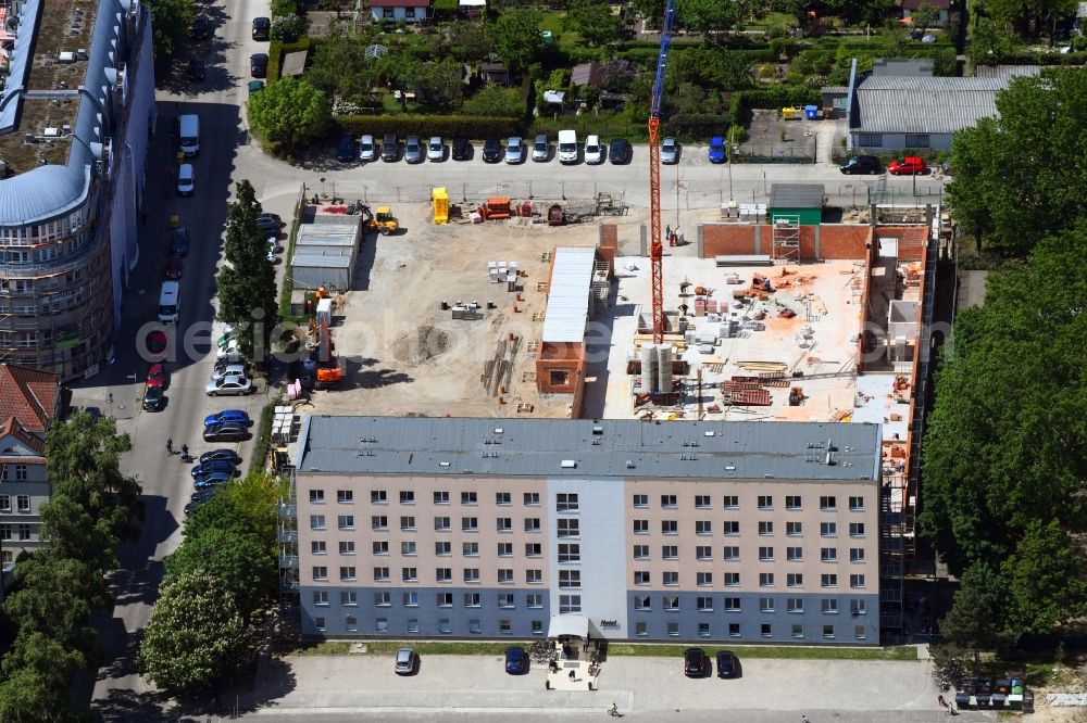 Aerial image Berlin - Construction site for the new building of a store of the supermarket on Gotlindestrasse in the district Lichtenberg in Berlin, Germany