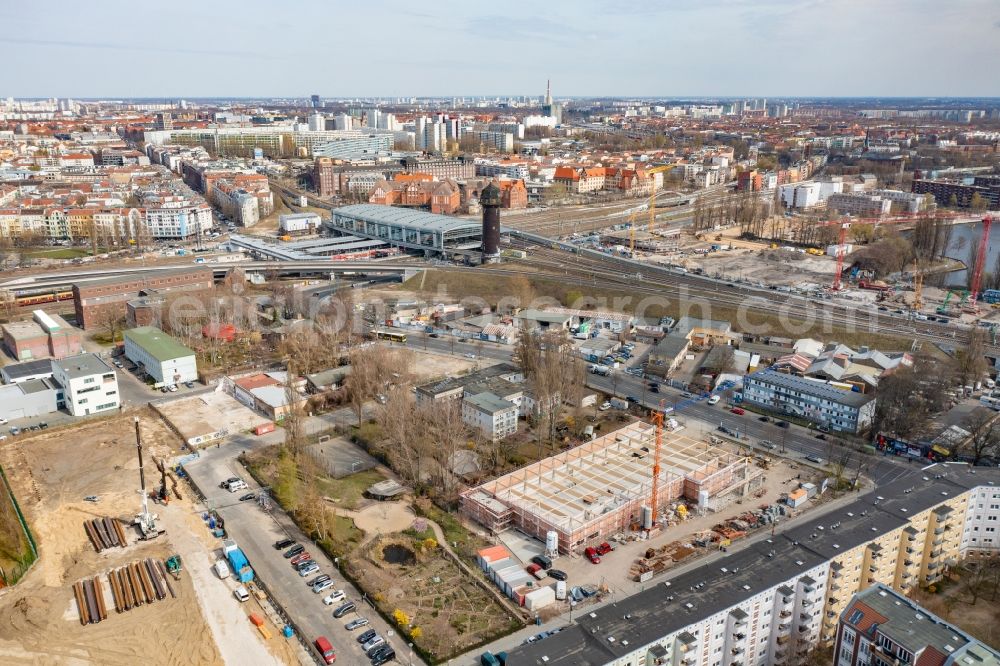 Berlin from the bird's eye view: Construction site for the new building of a store of the supermarket LIDL in Berlin, Germany