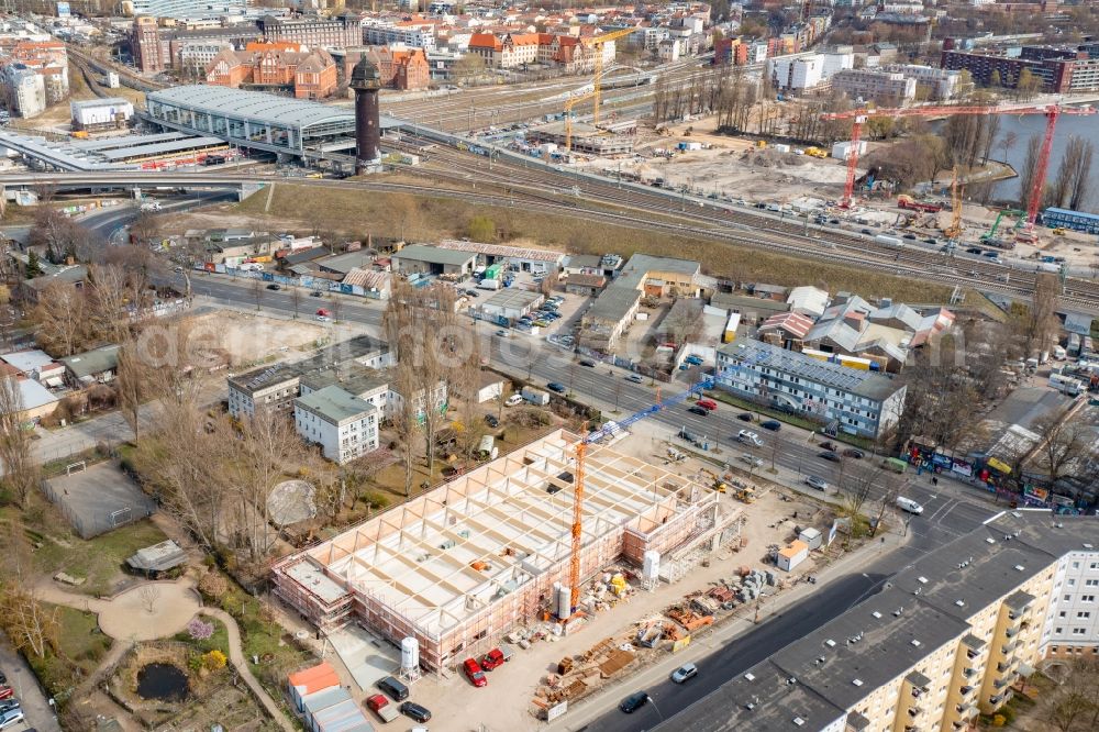 Aerial image Berlin - Construction site for the new building of a store of the supermarket LIDL in Berlin, Germany
