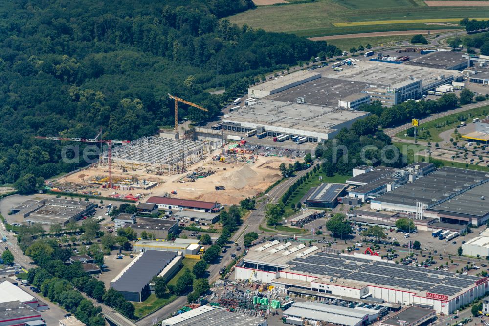 Aerial photograph Offenburg - Construction site for the new building of a store of the supermarket in Offenburg in the state Baden-Wuerttemberg, Germany