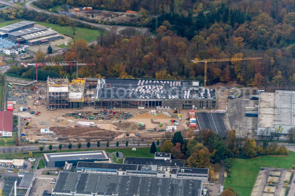 Aerial image Offenburg - Construction site for the new building of a store of the supermarket in Offenburg in the state Baden-Wuerttemberg, Germany