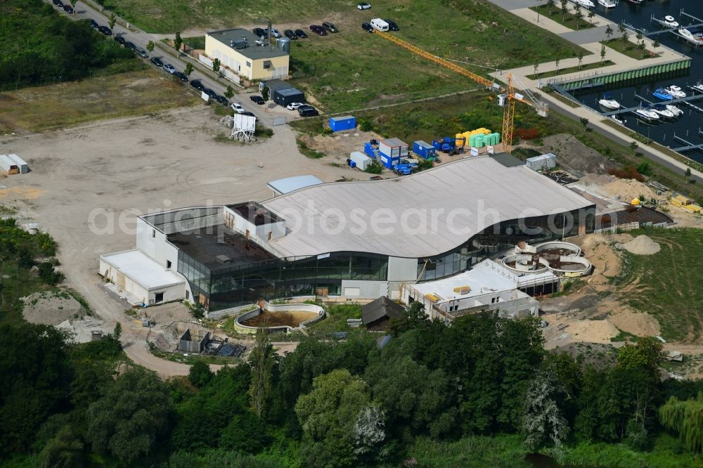 Werder (Havel) from above - Construction for the new building of the spa and swimming pool at the swimming pool of Recreation Havel-Therme Zum Grossen Zernsee in Werder (Havel) in the state Brandenburg, Germany