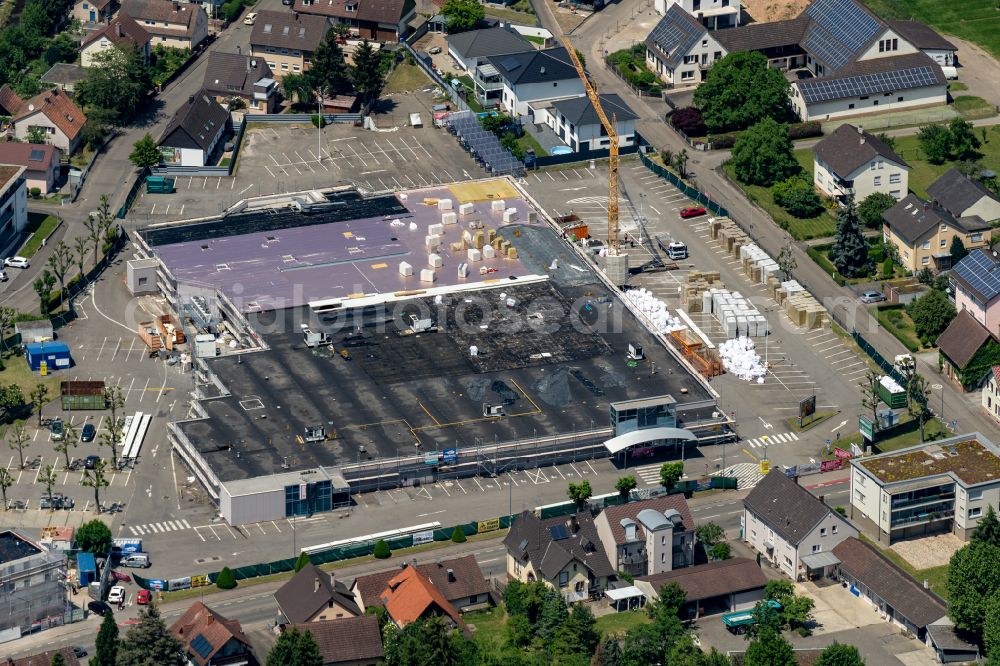 Lahr/Schwarzwald from the bird's eye view: Construction site for the new building of a store of the supermarket Kaufland in Lahr/Schwarzwald in the state Baden-Wuerttemberg, Germany