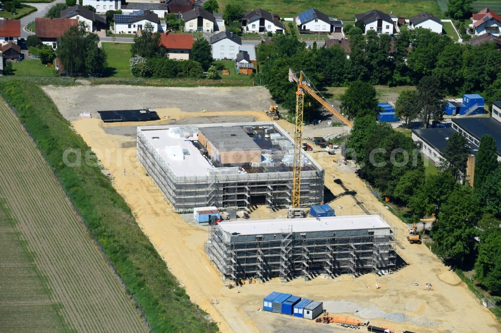Aerial photograph Moos - Construction site for the new building eines Verwaltungsgebaeudes of Wasserversorgung Bayerischer Wald in Moos in the state Bavaria, Germany