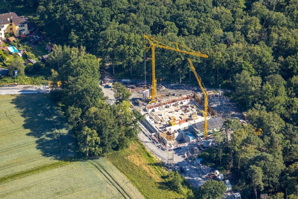 Aerial image Hamm - Construction site for the construction of a new water pumping station on Bocksheideweg - Hoppeistrasse in the district Heidhof in Hamm in the state North Rhine-Westphalia, Germany