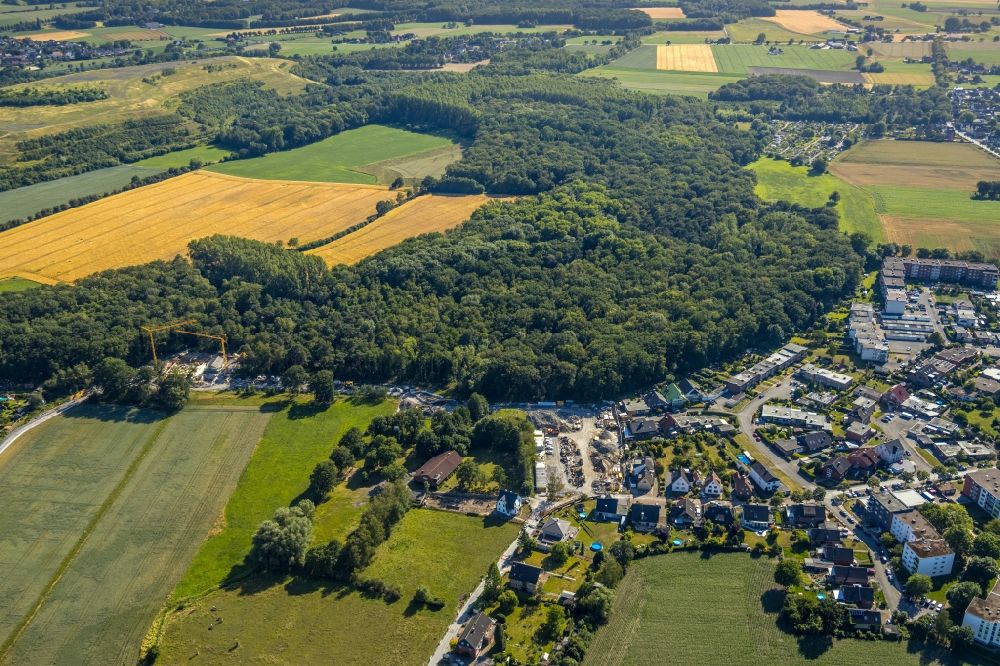 Aerial photograph Hamm - Construction site for the construction of a new water pumping station on Bocksheideweg - Hoppeistrasse in the district Heidhof in Hamm in the state North Rhine-Westphalia, Germany