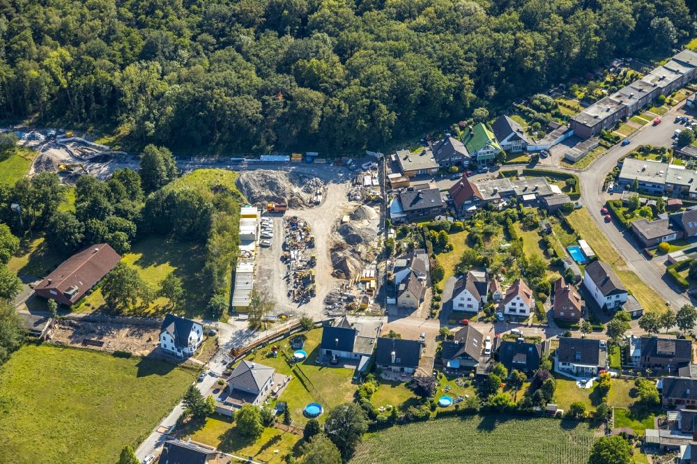 Hamm from above - Construction site for the construction of a new water pumping station on Bocksheideweg - Hoppeistrasse in the district Heidhof in Hamm in the state North Rhine-Westphalia, Germany