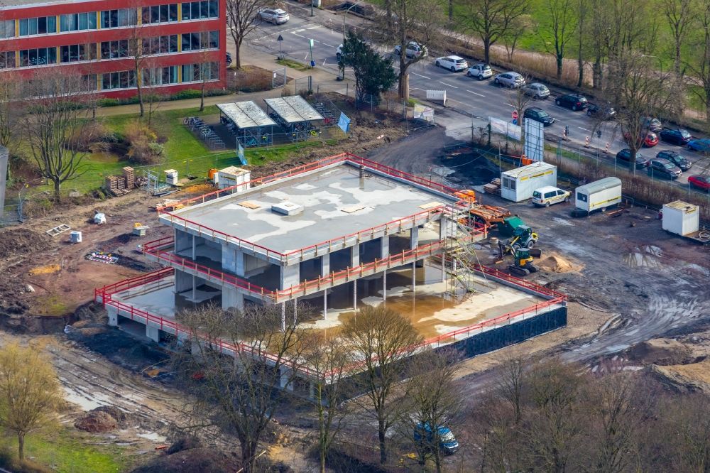 Hamm from the bird's eye view: Construction site for the new building water sports center on Adenauerallee in the district Heessen in Hamm in the state North Rhine-Westphalia, Germany
