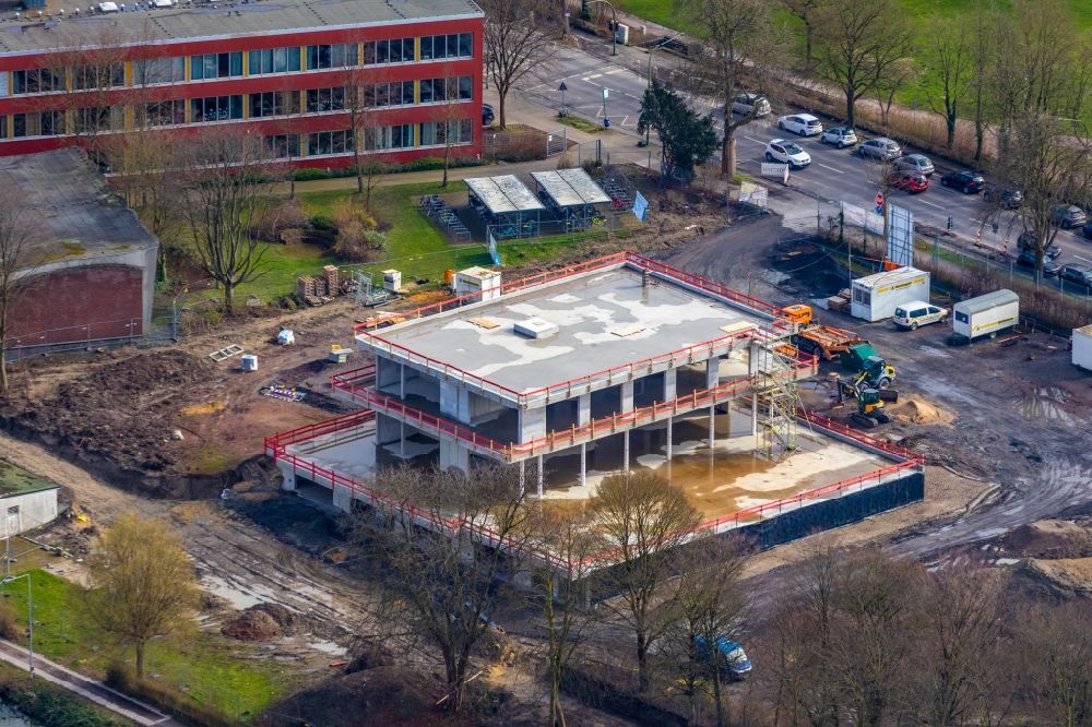 Aerial image Hamm - Construction site for the new building water sports center on Adenauerallee in the district Heessen in Hamm in the state North Rhine-Westphalia, Germany