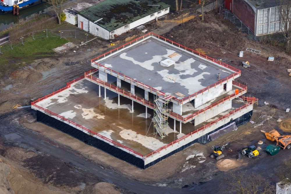 Aerial photograph Hamm - Construction site for the new building water sports center on Adenauerallee in the district Heessen in Hamm in the state North Rhine-Westphalia, Germany
