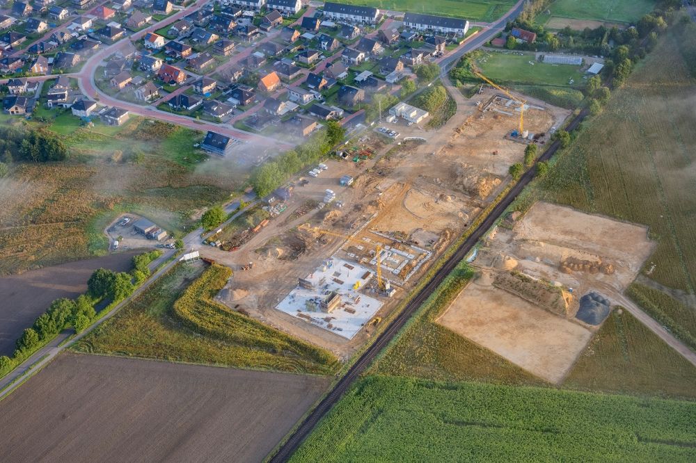 Aerial photograph Stade - Construction site for the new building complex of the education and training center in the district Riensfoerde in Stade in the state Lower Saxony, Germany