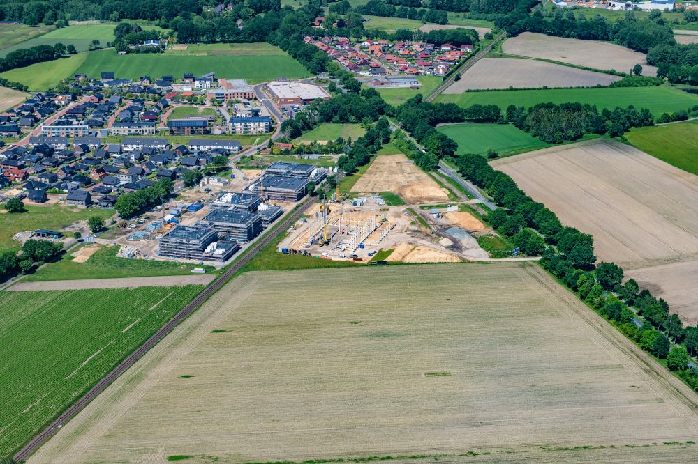 Aerial image Stade - Construction site for the new building complex of the education and training center in the district Riensfoerde in Stade in the state Lower Saxony, Germany