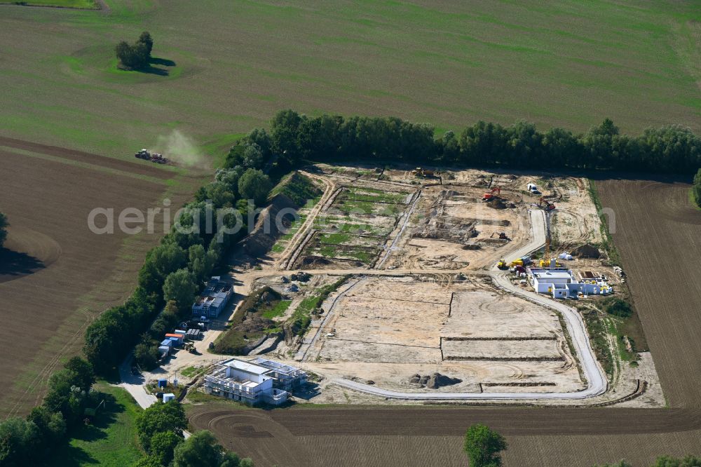 Aerial image Groß Kordshagen - Construction site for the new construction of a wellness camping resort on Schulstrasse in Gross Kordshagen in the state Mecklenburg - Western Pomerania, Germany