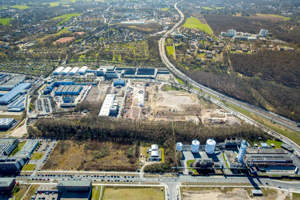Aerial photograph Dortmund - construction site for the new building WILO Campus Dortmund on Nortkirchenstrasse in the district Phoenix West in Dortmund in the state North Rhine-Westphalia, Germany