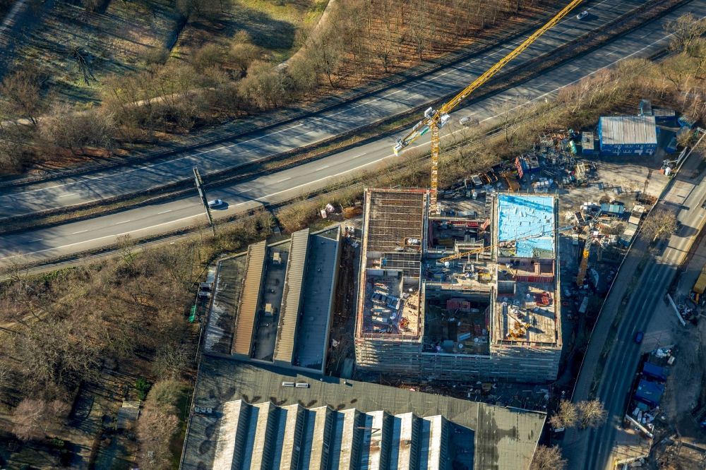Dortmund from above - Construction site for the new building of WILO Campus Dortmund on Nortkirchenstrasse in the district Hoerde in Dortmund in the state North Rhine-Westphalia, Germany