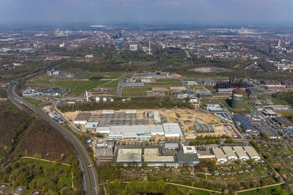 Dortmund from the bird's eye view: Construction site for the new building of WILO Campus Dortmund on Nortkirchenstrasse in the district Hoerde in Dortmund in the state North Rhine-Westphalia, Germany