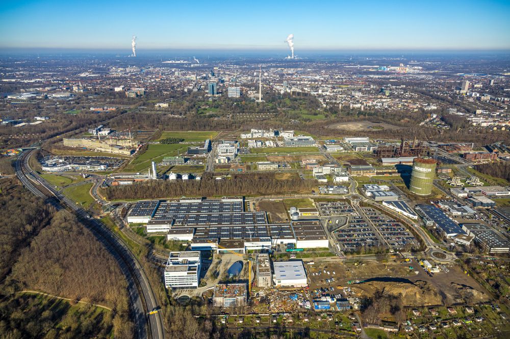 Aerial photograph Dortmund - Construction site for the new building of WILO Campus Dortmund on Nortkirchenstrasse in the district Hoerde in Dortmund in the state North Rhine-Westphalia, Germany