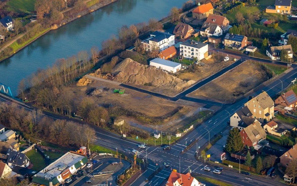 Aerial image Haltern am See - Construction site for the new building of a residential and commercial quarter Katharinen-Hoefe on the former Dickerhoff site at Kapellenweg in Haltern am See in the federal state of North Rhine-Westphalia, Germany