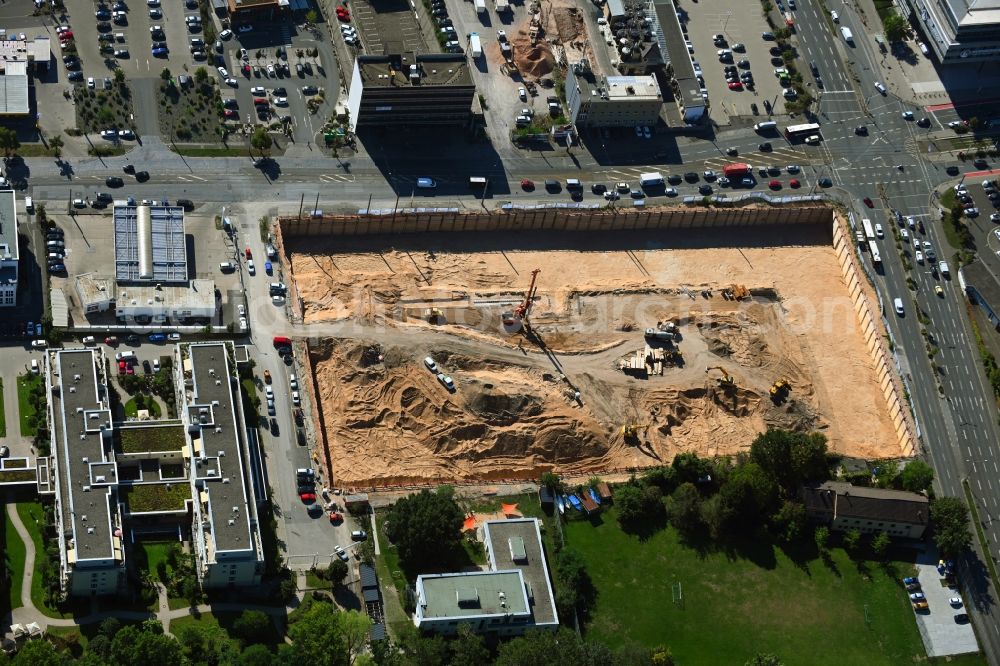Aerial photograph Nürnberg - Construction site to build a new multi-family residential and commercial building quarter Seetor City Campus on Ostendstrasse - corner of Dr.-Gustav-Heinemann-Strasse in Nuremberg in the state Bavaria, Germany