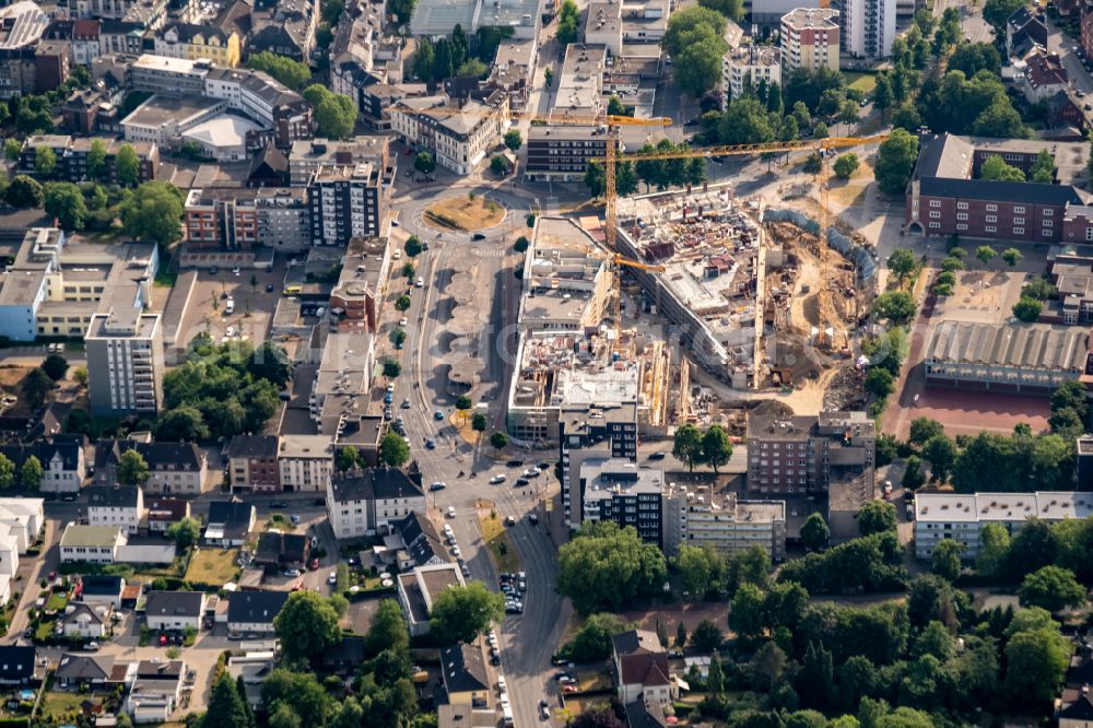 Aerial image Herten - Construction site for the new residential and commercial building Hertener Hoefe on street Kaiserstrasse in Herten at Ruhrgebiet in the state North Rhine-Westphalia, Germany