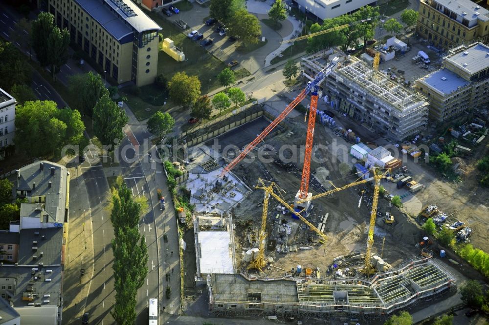 Aerial image Magdeburg - Construction site for the new residential and commercial building LUISENCARRE on Virchowstrasse - Erzbergerstrasse in the district Zentrum in Magdeburg in the state Saxony-Anhalt, Germany