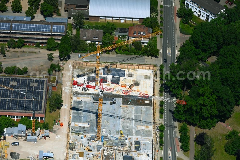 Aerial image Lehrte - Construction site for the new residential and commercial building Parkstrasse - Manskestrasse - Schlesische Strasse in Lehrte in the state Lower Saxony, Germany