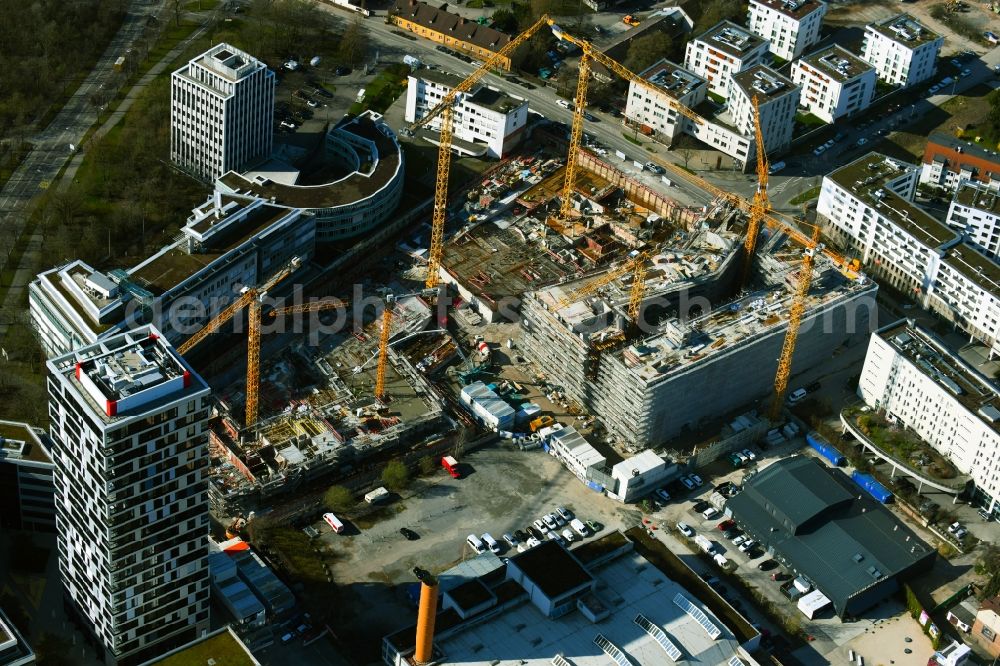 Stuttgart from the bird's eye view: Construction site for the new residential and commercial building MAYLIVING + MAYOFFICE on Maybachstrasse in the district Bahnhof Feuerbach in Stuttgart in the state Baden-Wurttemberg, Germany
