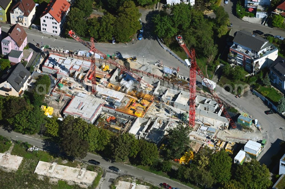 Aerial photograph Stuttgart - Construction site for the new residential and commercial building on Moeckmuehler Strasse in Stuttgart in the state Baden-Wuerttemberg, Germany